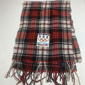 Polo Ralph Lauren Team USA Vancouver 2010 Lambswool Blend Plaid Scarf ITALY